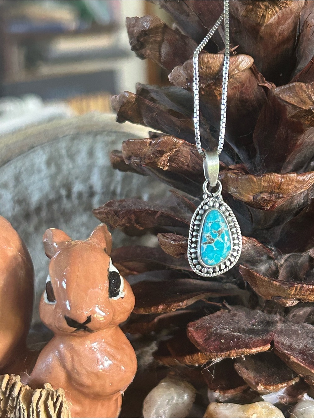 925 Sterling white water turquoise necklace